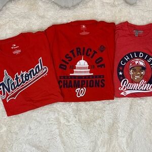 3 Washington Nationals Red Men’s Tee Shirts Size XL Bundle